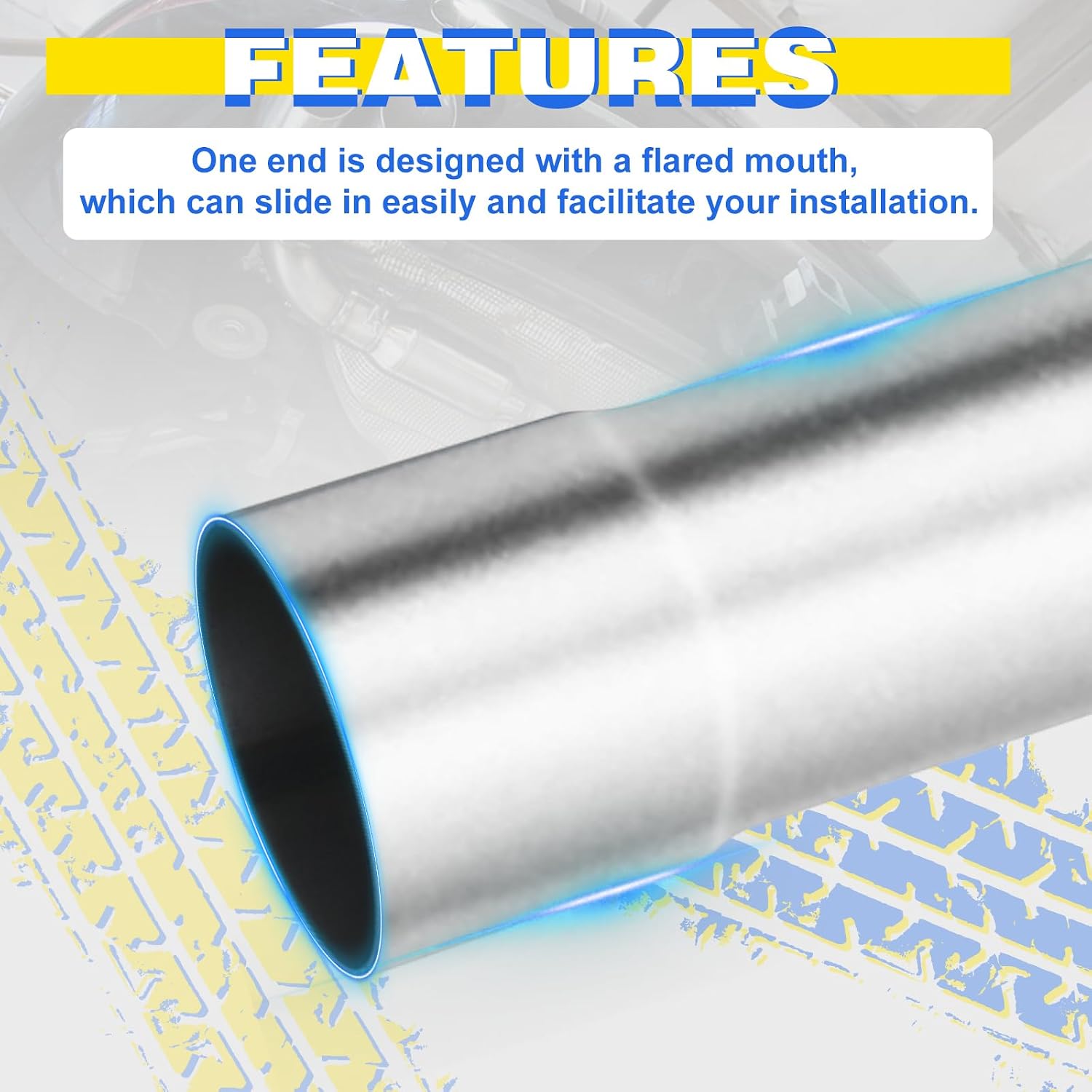 2 Inch Exhaust Pipe, 2'' Mild Steel Straight DIY Custom Mandrel Exhaust Pipe, 35 Inch Length, 2'' OD Mandrel Straight Pipe