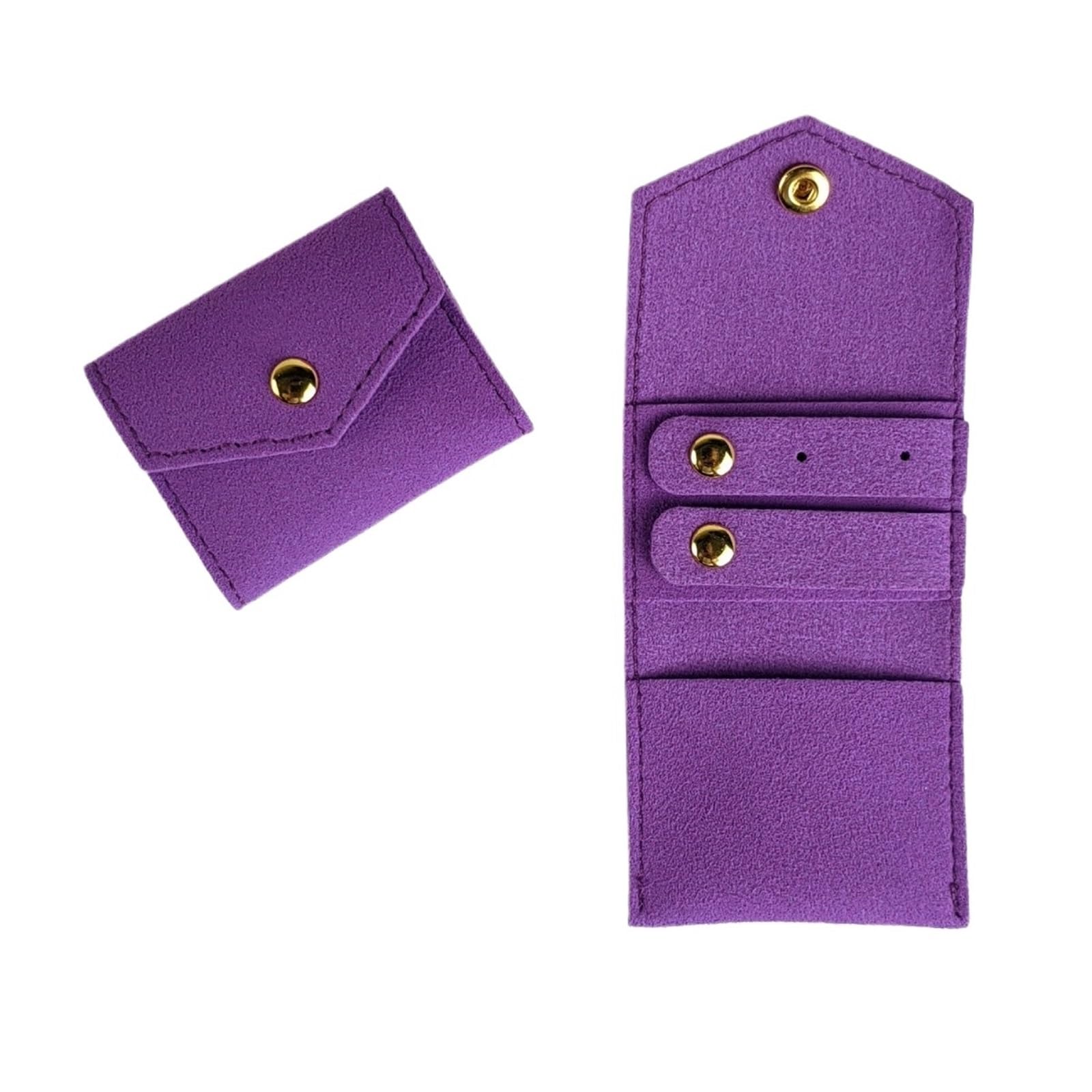 RUWLFE 2Pcs Mini Jewelry Display Bag Portable Roll Case Foldable Pouch ForTrips Gift for Rings, Necklaces, Earrings(Purple)