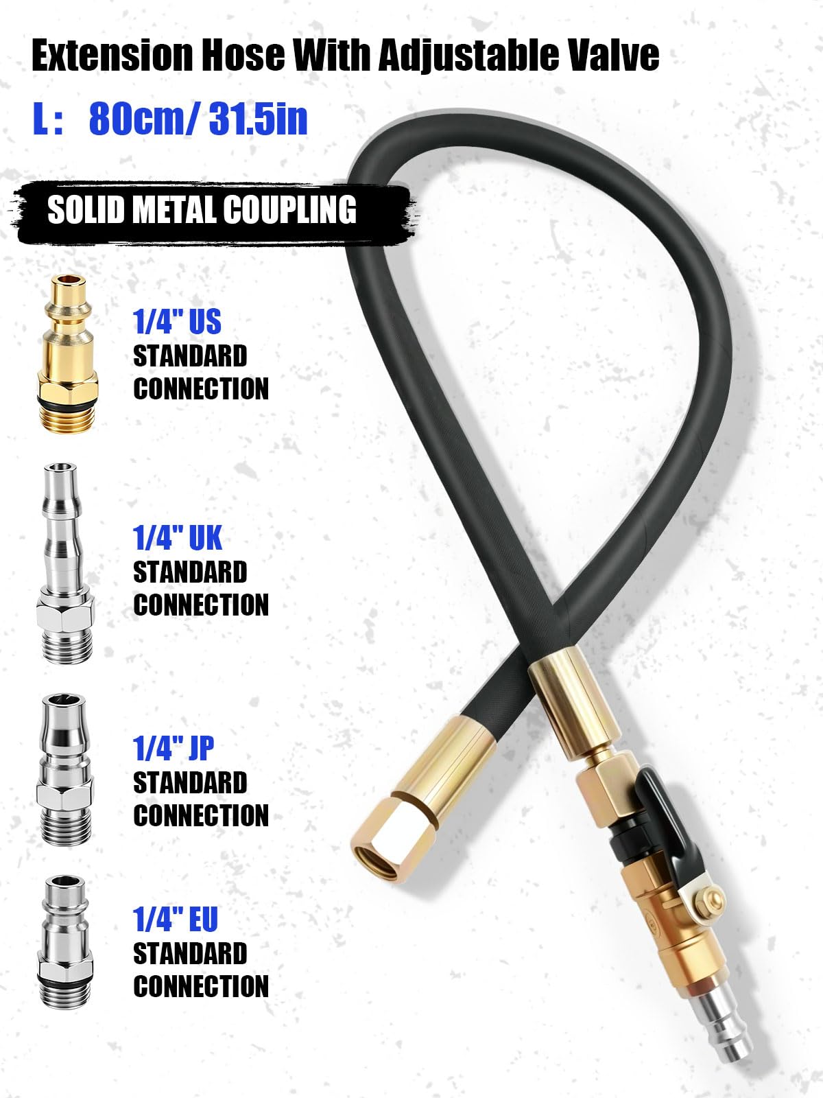 27tlg Pneumatische Einspritzdüsen Abzieher, Pneumatische Injektor Abzieher, Ausbau Werkzeug für Einspritzdüsen mit 19 Adapter, 3 Abziehhaken & 4 ×1/4"-Anschlüssen (US/UK/EU/JP)