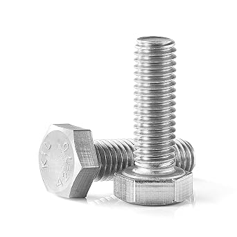M6-1.0 x 40mm Heavy Duty Hexagon Bolts Hex Head Screws, 304 Stainless Steel, Metric Machine Fully Thread, Bright Finish, Quantity 20PCS