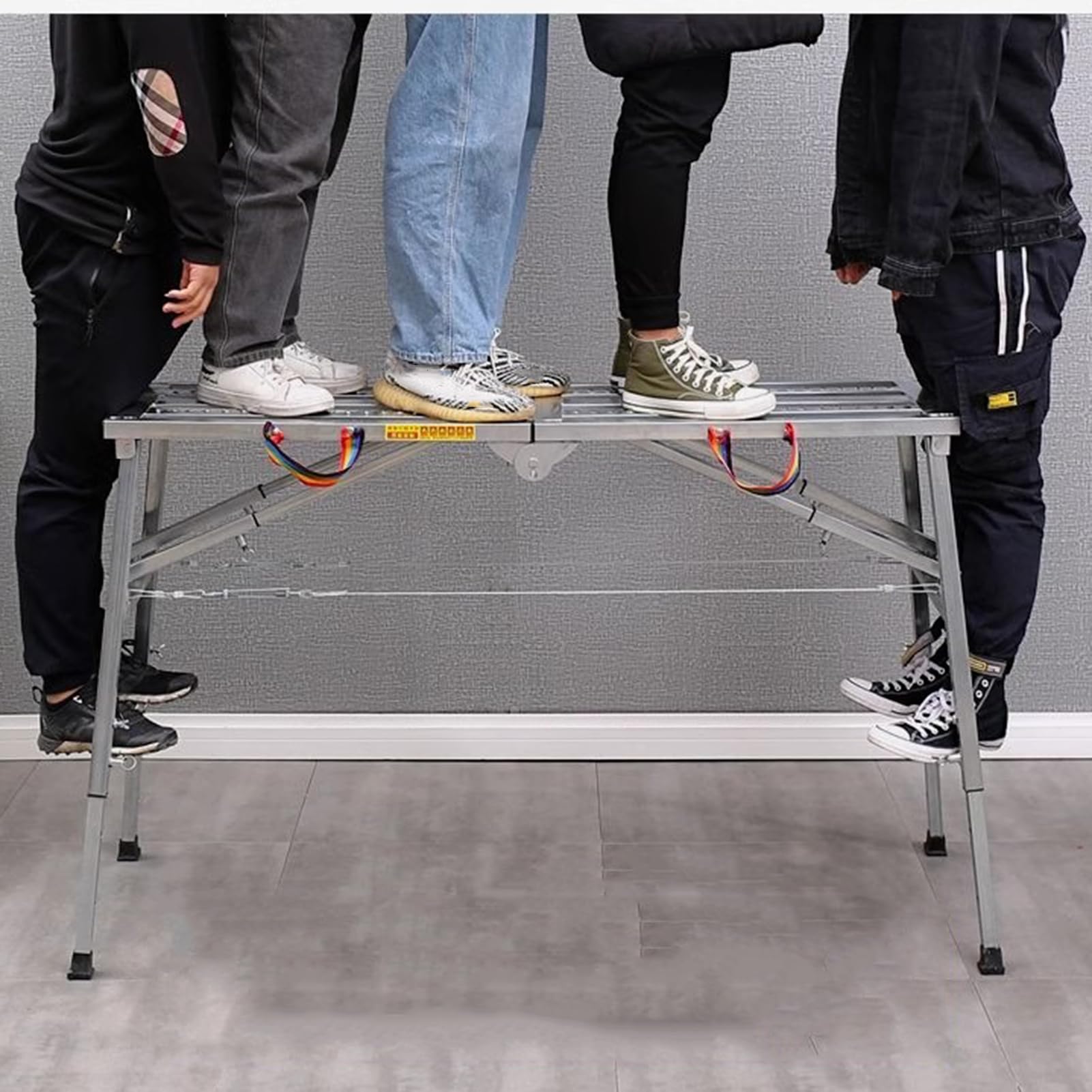 Plataforma de Trabajo Plegable, Andamio Ajustable Portátil, Andamio Resistente para Limpieza de Techos, Taburete Escalón para Remolque Vehículo, 160 x 30 cm
