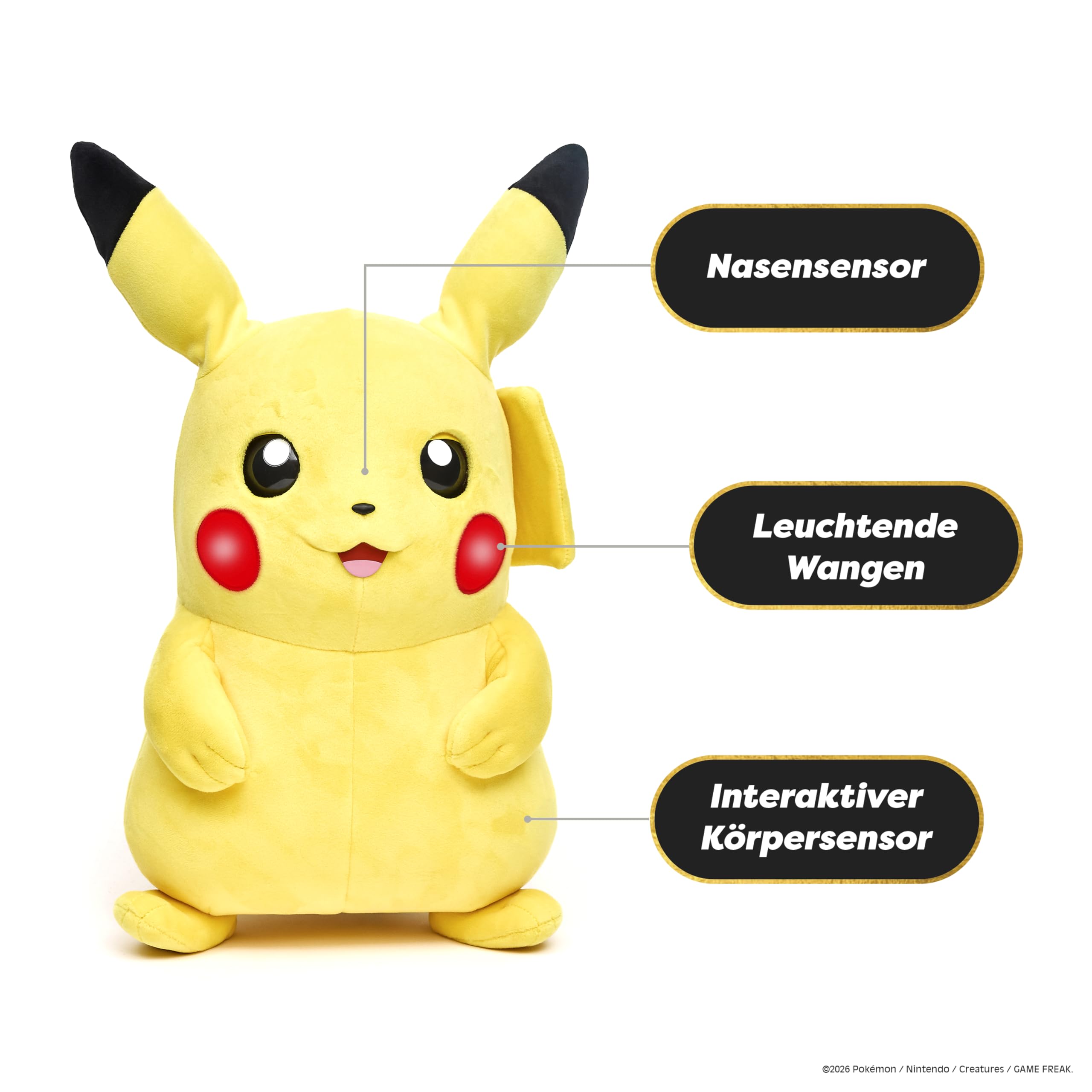 Wow! Stuff Pokémon Pikachu Puppetronic by RealFX I Interaktive Handpuppe 40 cm I 120+ Geräusche & Aktionen I Beweglicher Mund, leuchtende Wangen, blinzelnde Augen, bewegliche Ohren I ab 8 Jahren