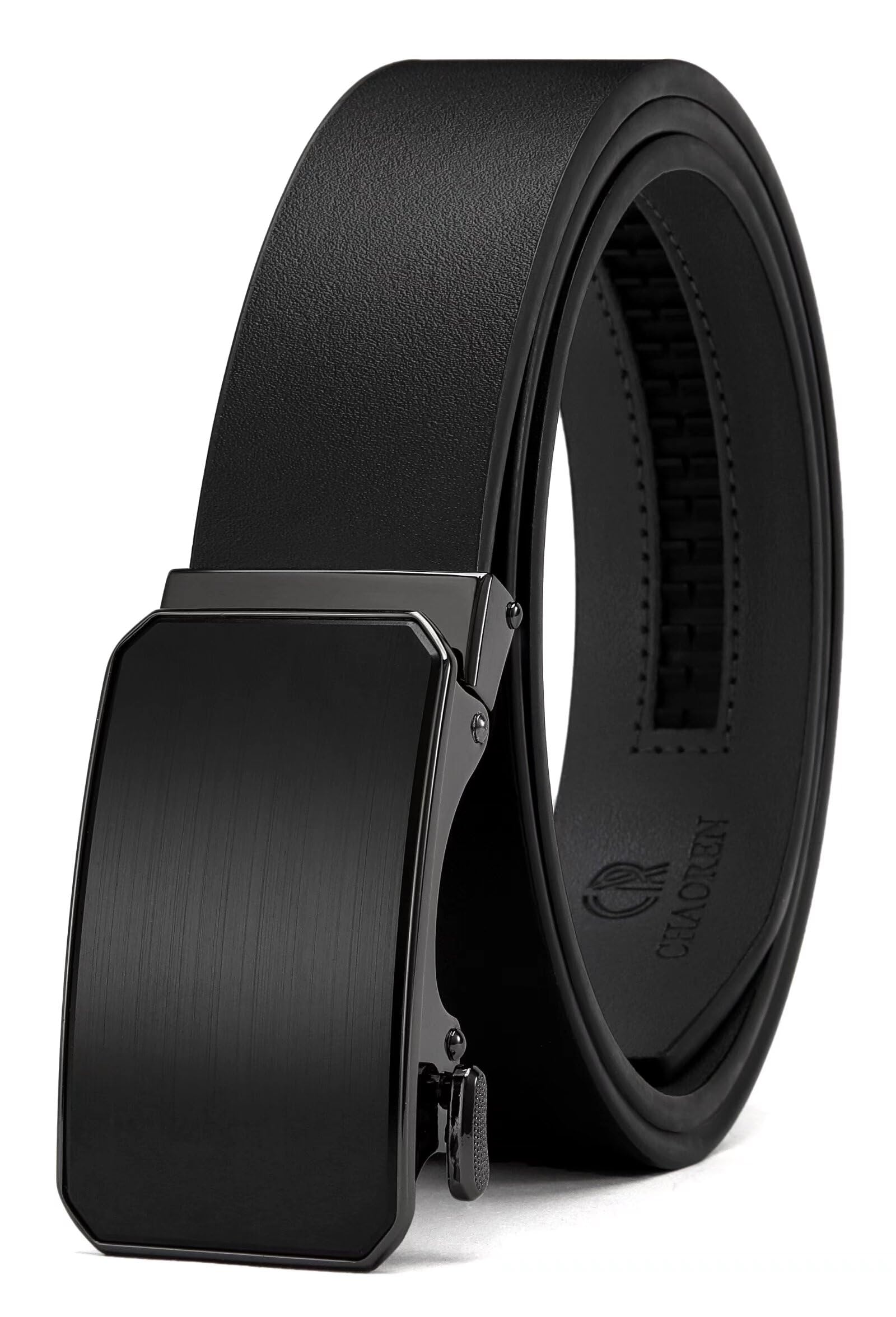 CHAOREN Automatic Belt Men's Leather Belt Ratchet for Men Business Suit 35 mm Wide Belt without Holes, Size Adjustable