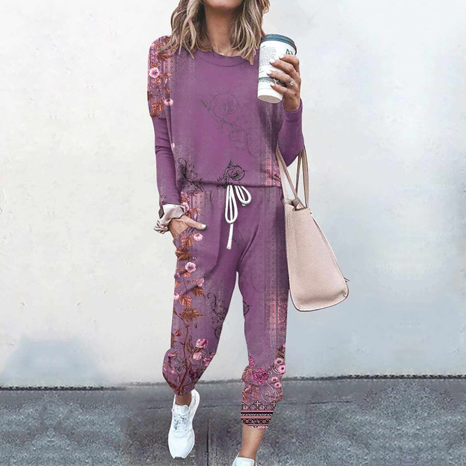 Tute Donna Da Casa Invernale Larghe Completi 2 Pezzi Pullover Felpa Senza Cappuccio E Jogging Pantaloni Set Coordinati Abbigliamento Leggera Elegante Tuta Sportivo Palestra Completino Morbida Firmate