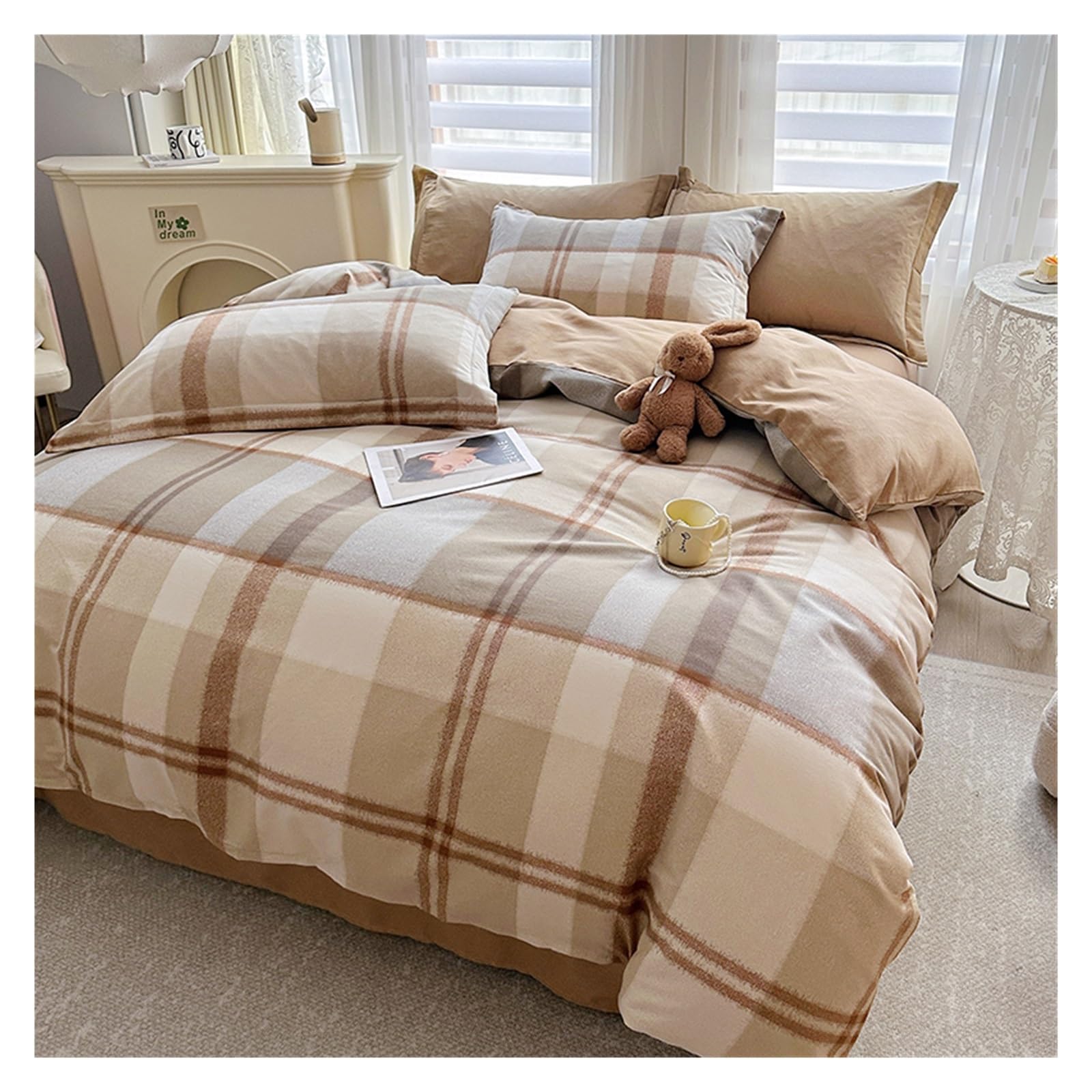 Luxury bed sheet set طقم غطاء لحاف سرير مصنوع من نسيج قطني 100%، متين ومسامي، مناسب لجميع المواسم bed linings (Color : 3, Size : 1.35m bed -180x220cm)