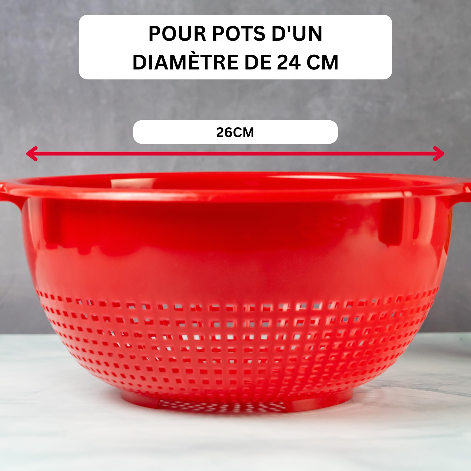 Westmark Passoire plastique Rouge avec Poignée encastrée et crans d'arrêt