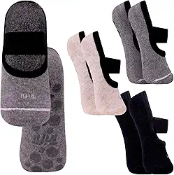 Kit 03 Pares Meia Sapatilha Antiderrapante Pilates Faixa Larga Trifil Yoga Feminino Adulto