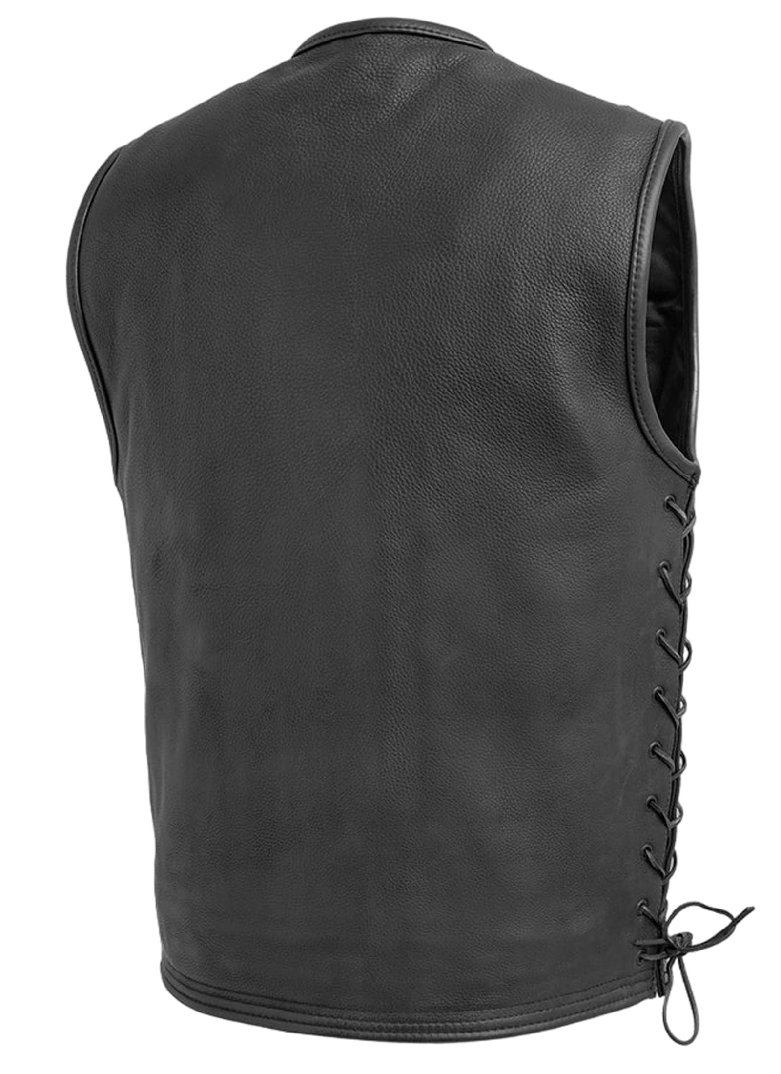First Mfg Co - Venom - Men's Motorcycle Biker Riding Black Leather Vest - 2X Large - Adjustable Lacing Conceal Carry Pockets