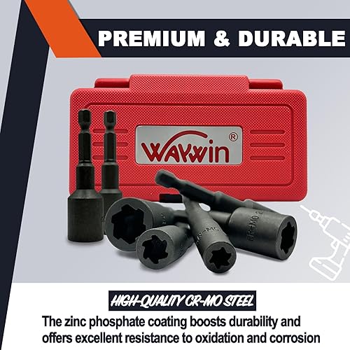 Miniatura 7 de Juego de 9 destornilladores y tuercas antideslizantes para taladro de impacto Juego de brocas de cabeza hexagonal de 14 pulgadas (SAE 316", 14",