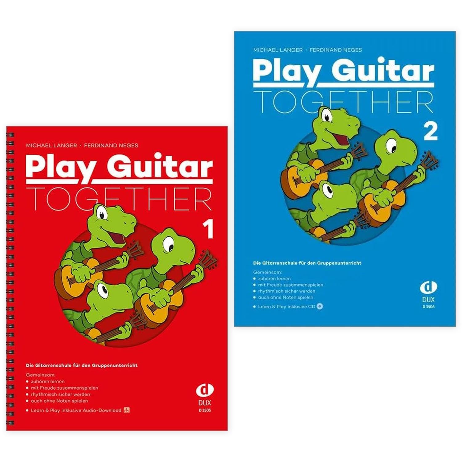 Play Guitar Together Band 1 + 2 | Die Gitarrenschule für den Gruppenunterricht | Michael Langer | Dux Verlag D 3505 + D 3506 |ISBN 9783868492620 + 9783868492637 | 6 Soundman Pleks für Gitarre