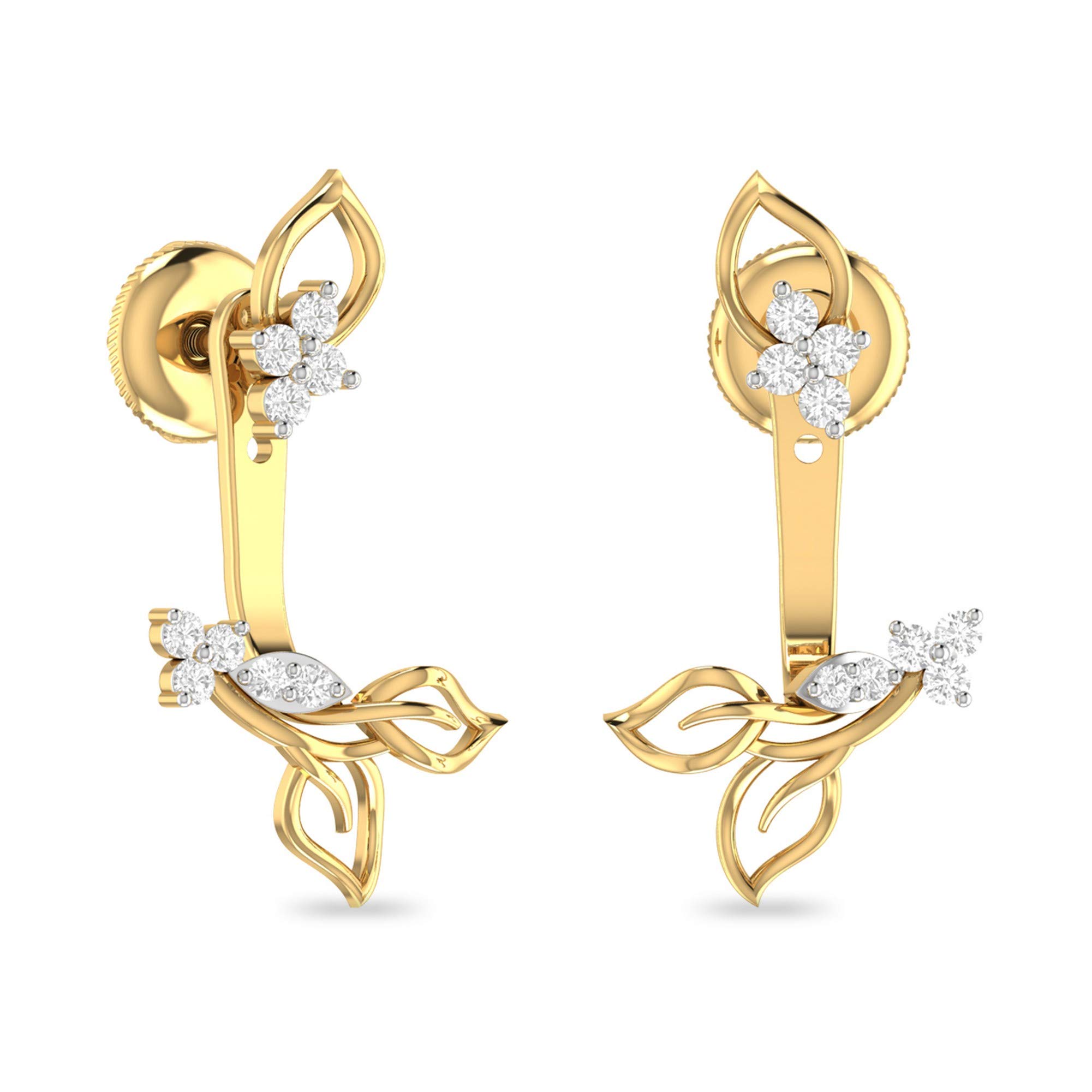 yellow-gold and Diamond Stud Earrings for Women-image-12