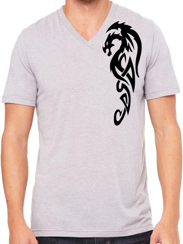 Yoga Clothing For You Mens Tribal Dragon V-Neck Tee Shirt