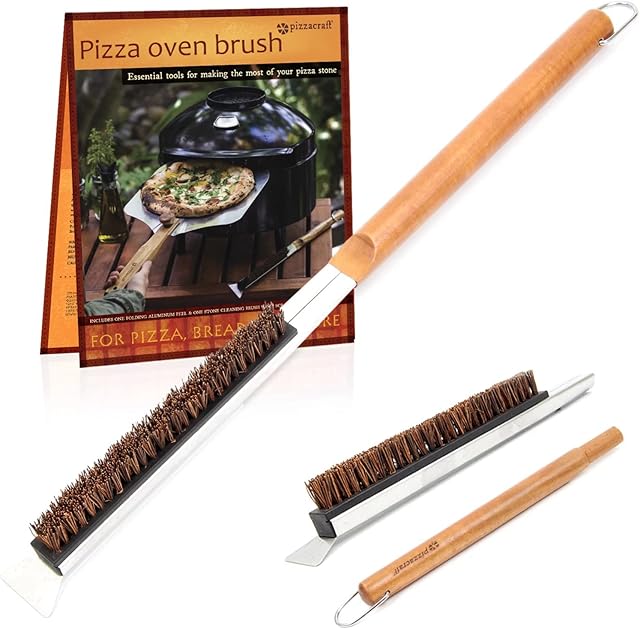 Pizza Oven Brush, Pizza Stone Cleaning Brush, Palm Stem Fiber Bristles to Prevent Scratching, Clean Tools for Ovens, Pizza Stones, (21 inches)