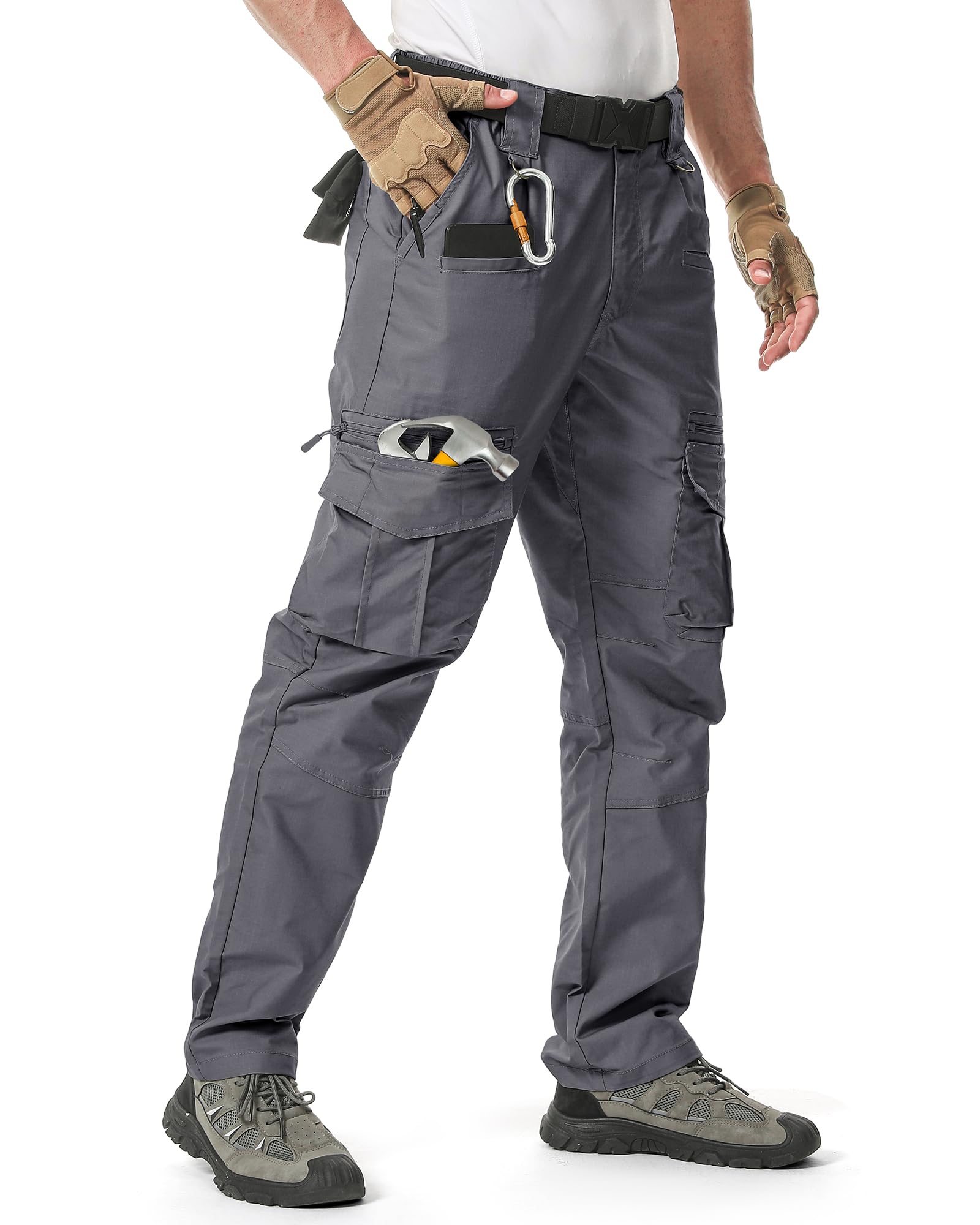 IGOLUMON Arbeitshosen Männer Cargohose Herren Stretch mit Vielen Taschen Outdoorhose Taktische Hose Herren mit Halbelastischer Bund