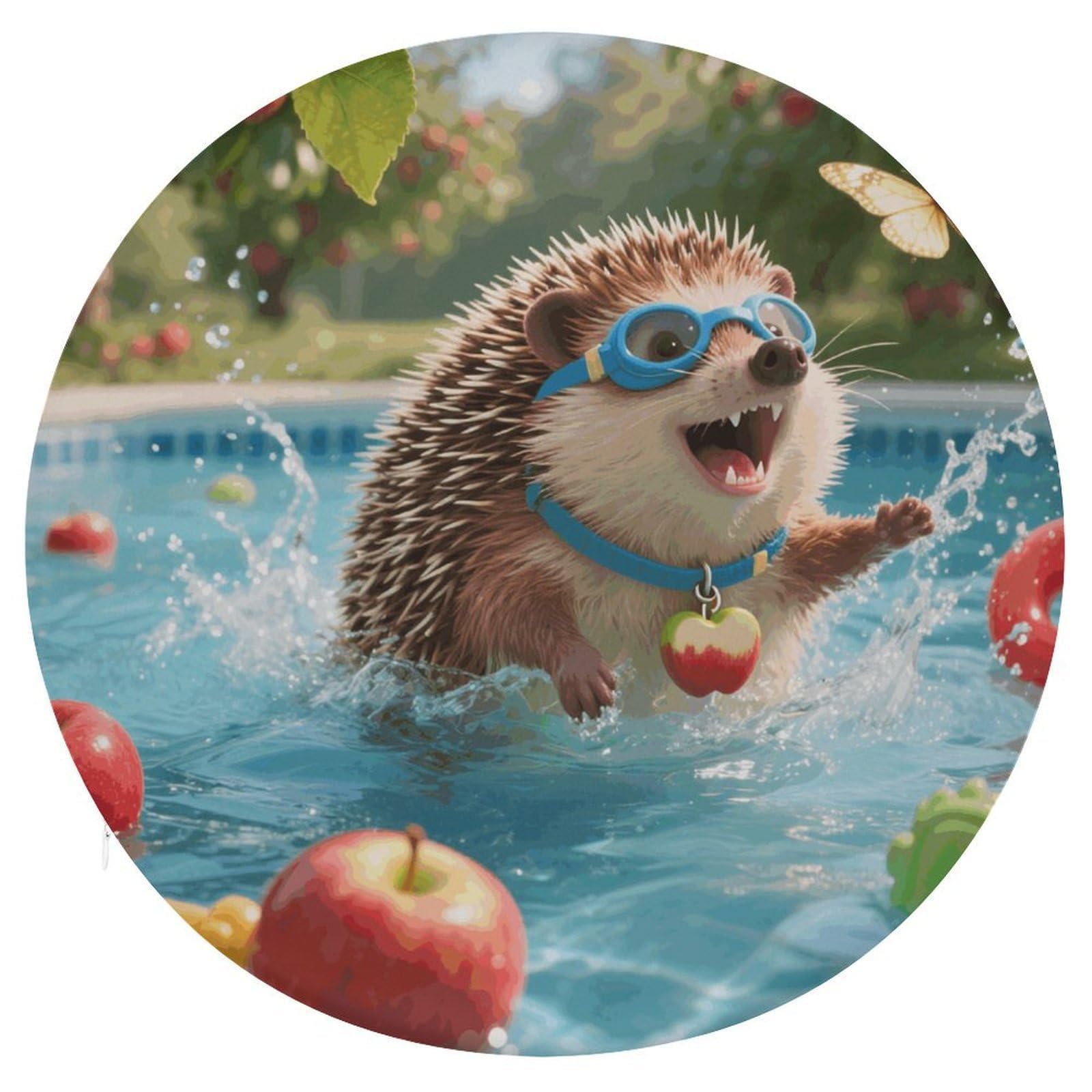 VstaDank Hedgehog Pool Dash Cushions Memory Non Slip Car Seat Cushions Dining Chairs Cushion Indoo Dining Room Round Chair Pads with Zipper and Removable Cover Cushion