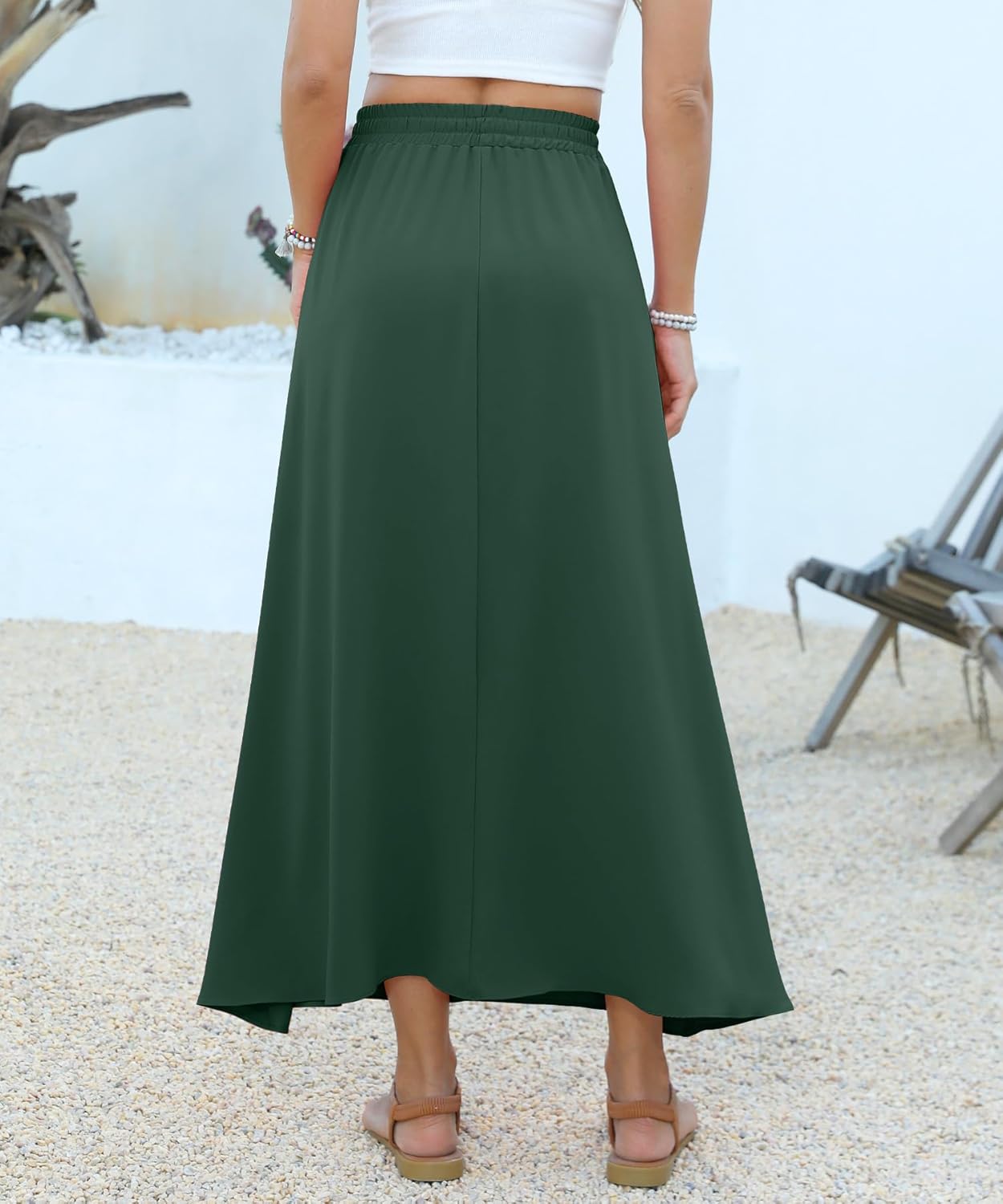 High Waisted Maxi Skirts for Women Casual Summer Long Skirt with Pockets Boho Flowy A-Line Skirts - Image 4