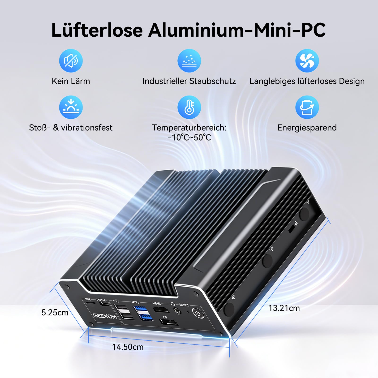 GEEKOM iX12 Lüfterloser Mini PC mit Intel N95, 3 Jahre Garantie, 8 GB DDR5 | 256 GB SSD (erweiterbar), 4× 2.5G LAN, Firewall Hardware/Router PC, 3 Jahre Garantie, 5G Ready, Triple 8K Display