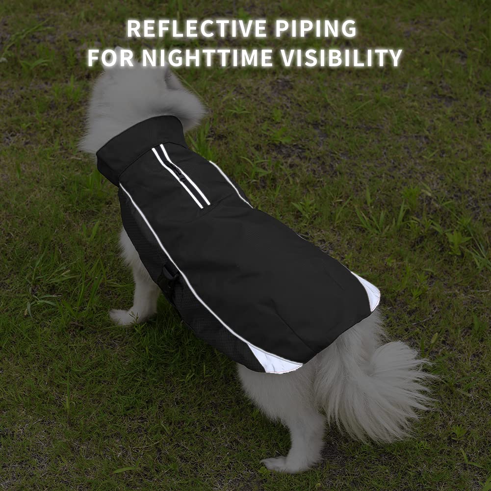 Manteau d'hiver chaud imperméable pour chien, manteau coupe-vent imperméable avec doublure en polaire, section épaisse, veste d'hiver chaude et réglable, convient pour chiens, (noir, taille 3XL)
