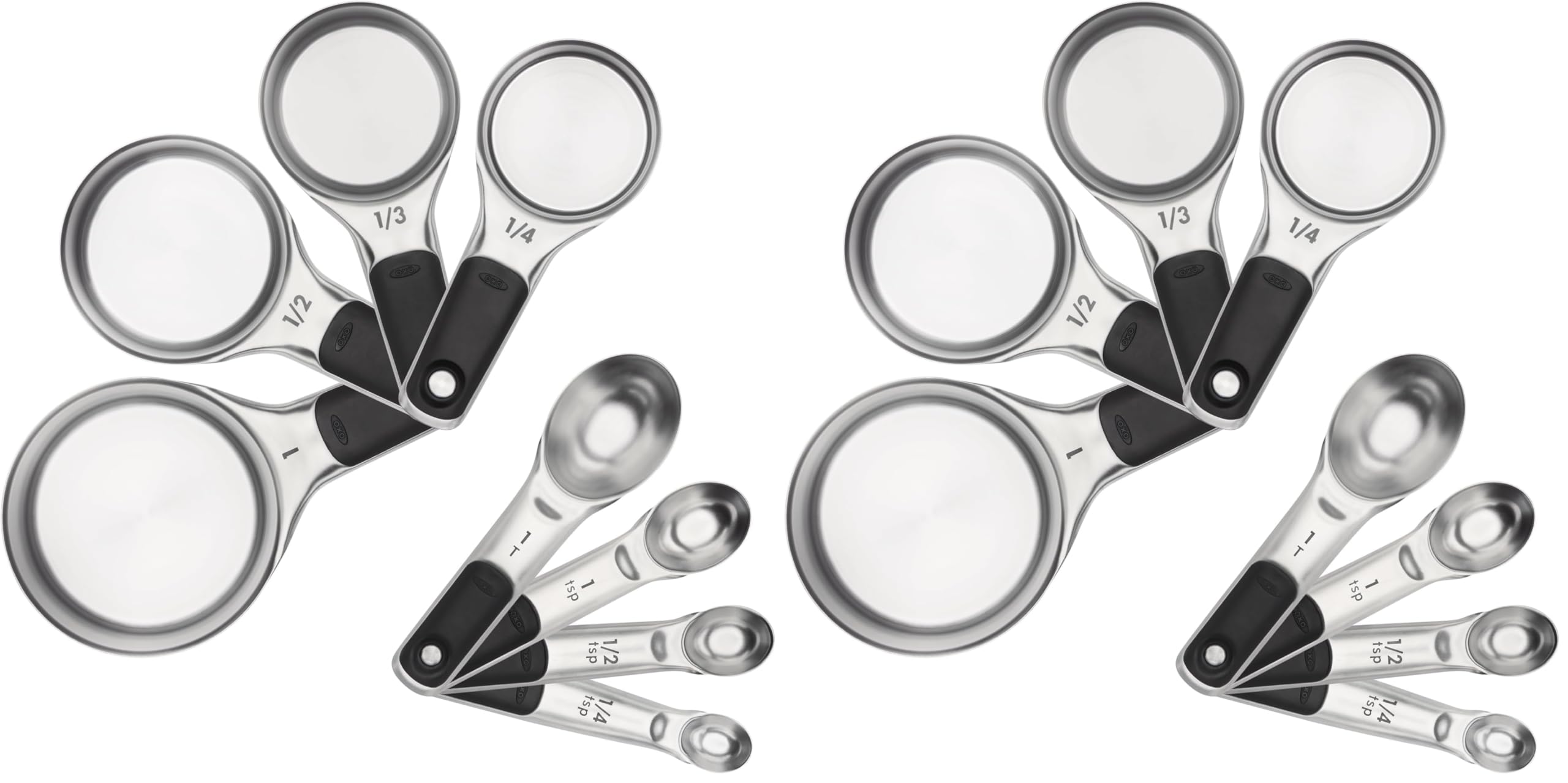 Good Grips Stainless Steel Measuring Cups and Spoons 8-Piece Set,4 Cups and 4 Spoons,(Pack of 2)