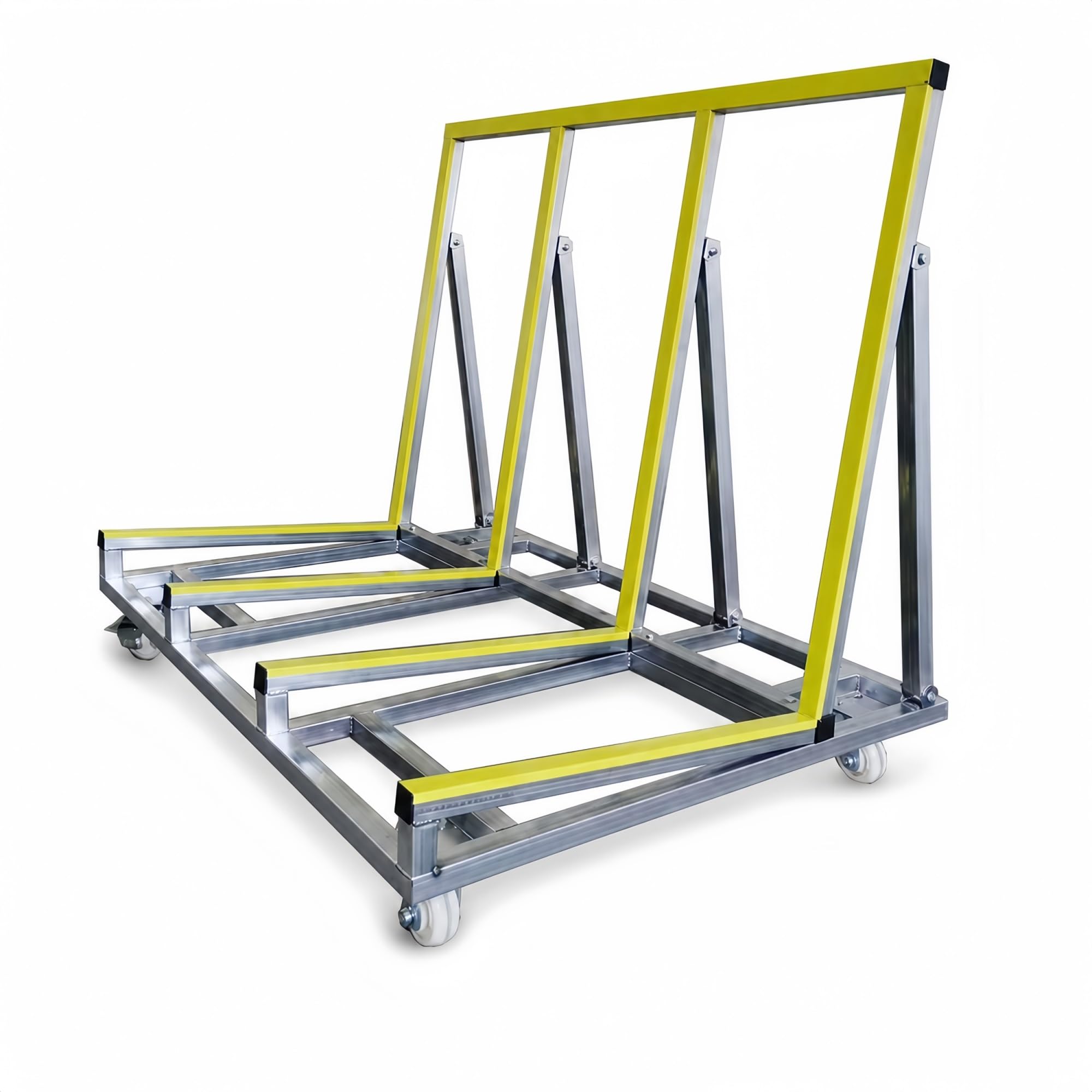 L-förmiger Paneelwagen Mit PVC-Kontaktstreifen Und Auf Vier Rollen | Mit Rädern For Trockenbau, Glas, Platten Und Türen(Yellow)