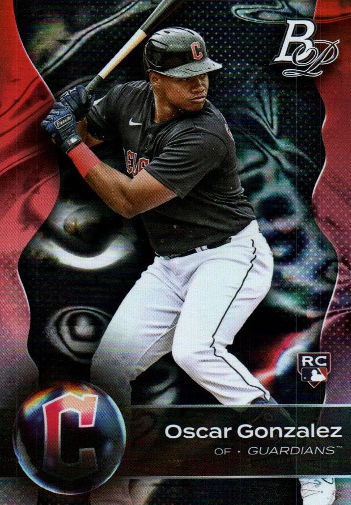 Oscar Gonzalez Platinum Rookie Card Collectible Baseball Card - 2023 Bowman Platinum Baseball Card #15 (Guardians)