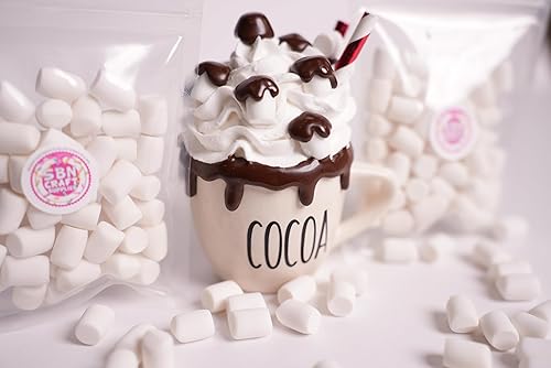 Miniatura 2 de SBN Craft Supplies Juego de malvaviscos de simulación de color blanco, 50 unidades, resina dura, malvaviscos falsos, cabujones, cabujones de arcilla