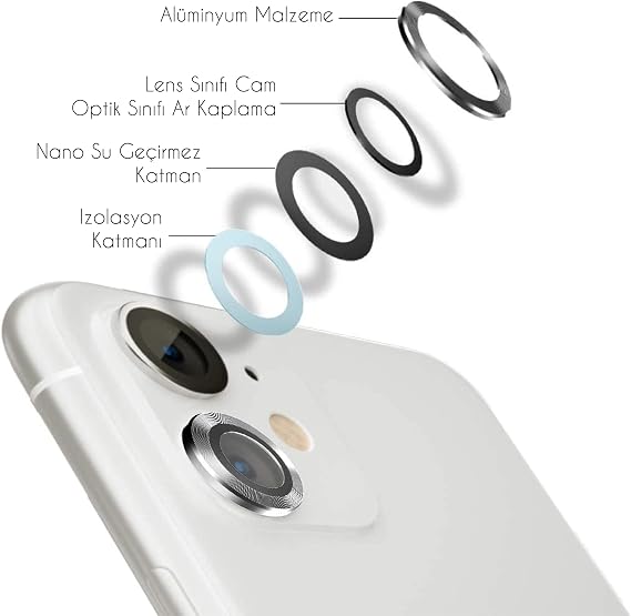 Babylonian Iphone Tempered Glass Camera Lens Protector with Aluminum Alloy Frame (Iphone 11, Black)