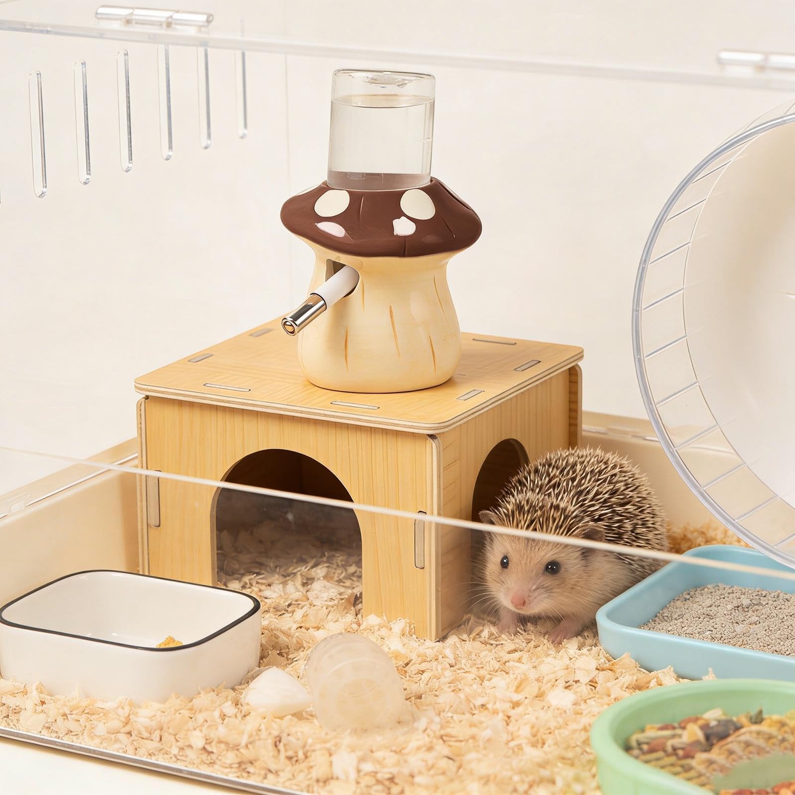 Sharplace Bouteille d'eau pour Hamster, Accessoires pour Petits Animaux (Furet, Souris, Gerbille), Distributeur d'eau en céramique à Motifs, Accessoires, Brun