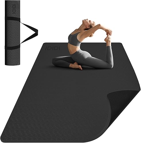 Miniatura 10 de Esterilla grande de yoga de 8 mm (6' x 4') - Extra larga y ancha de 72 x 48 x 0.32 pulgadas, esterilla de fitness POE antideslizante, ecológica,