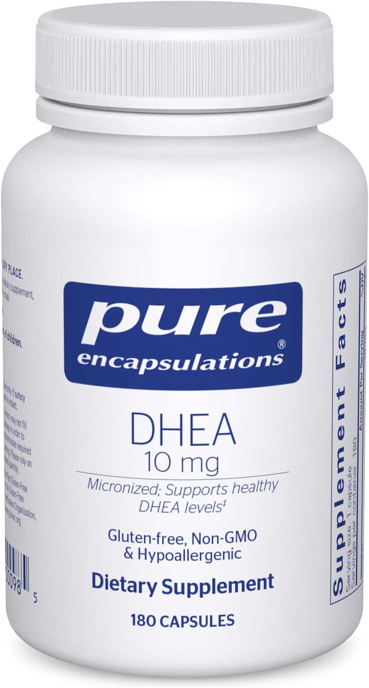 Pure Encapsulations DHEA 10 mg - Adrenal Supplement for Immune Support, Metabolism & Hormone Balance - with Micronized DHEA - 180 Capsules