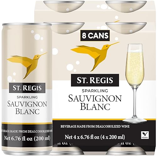 Miniatura 6 de ST. REGIS Latas de Sauvignon Blanc sin alcohol, bajas en calorías, bajas en azúcar, sabor tropical fresco y refrescante rico en frutas de viñedos de