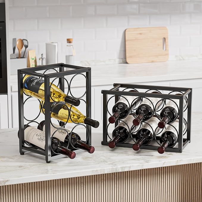 Soporte para Vino de 6 Botellas, Metal Negro, para Encimera miniatura 5