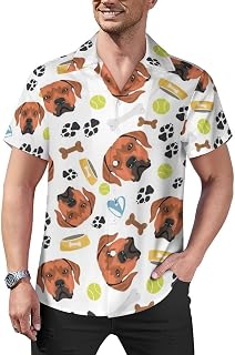 Smiling Dog Rhodesian Ridgeback Hawaiian Shirts for Men Short Sleeve Button Down Tshirt Summer Tops