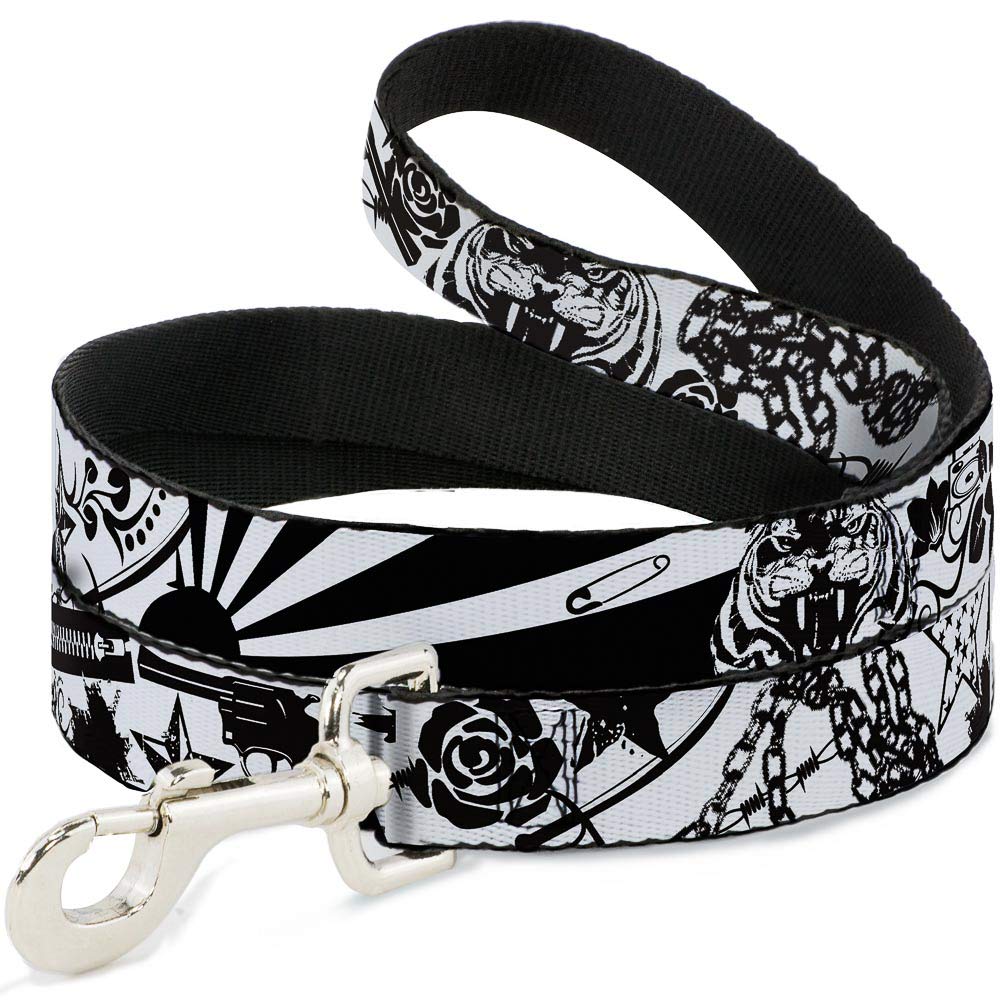 Laisse pour chien Madness blanche et noire de 1m80 pour balades quotidiennes