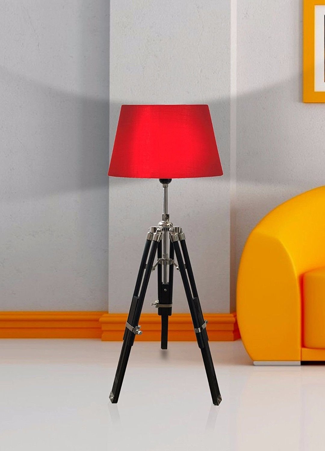 Max Engineering Enterprises Teak Wood Nautical Tripod Table/Floor Lamp Stand for Home Decor (Black)