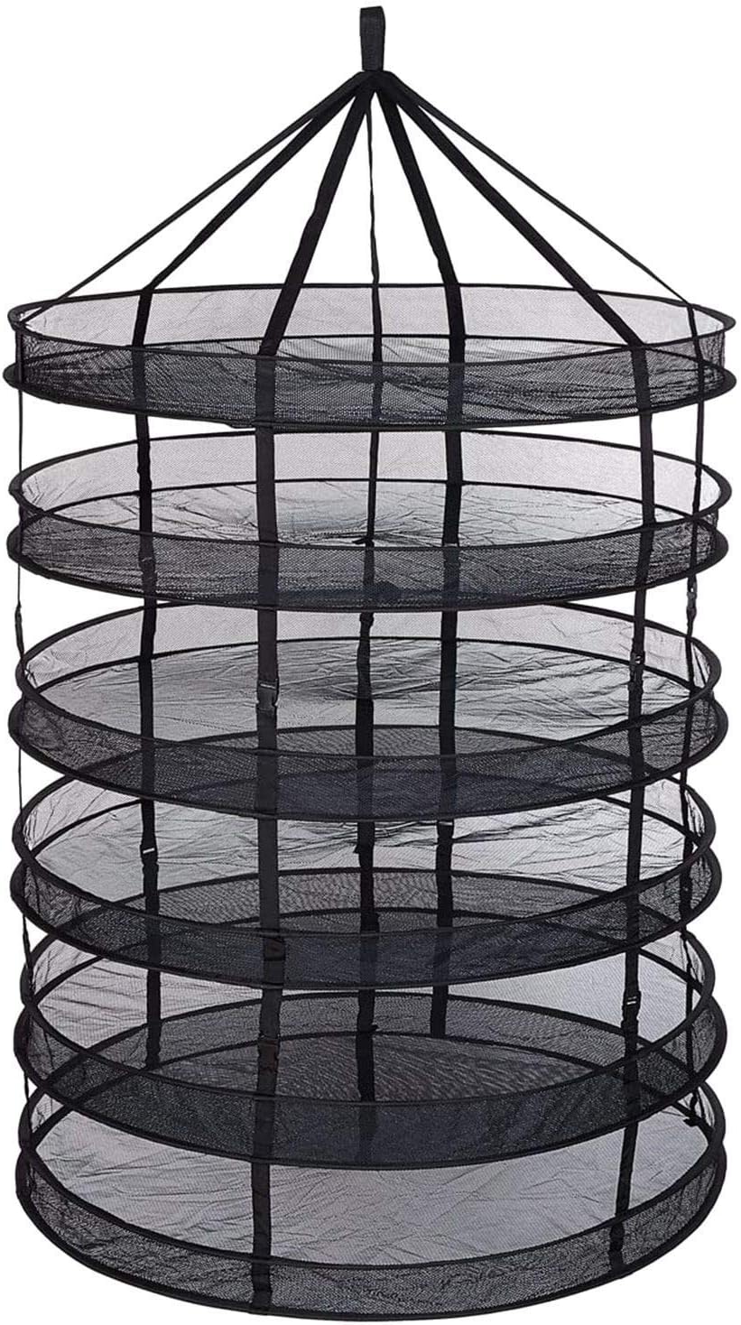 Vrttlkkfe 大好評です 6層 ブラックメッシュ 乾燥ラックドライネット 3ft 吊りハーブ