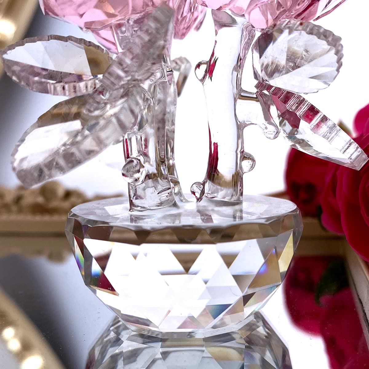 Bouquet de roses en cristal - Décoration de maison ou de voiture - Rose