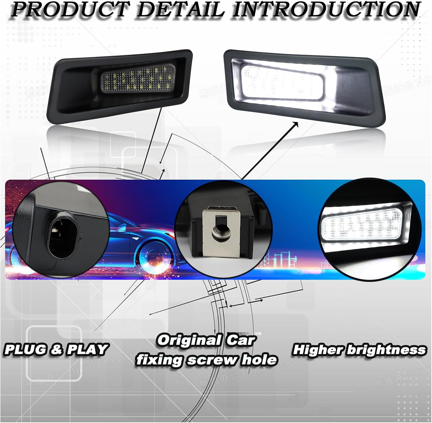 LED License Plate Light for 2019-2023 Dodge Ram 1500 - White Tag Lamp Assembly (2-Pack) | Direct Replacement, Plug & Play