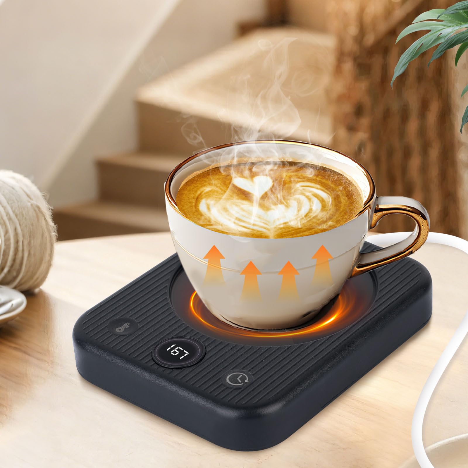 Mug Warmer, Coffee Warmer for Desk, Auto Shut-Off Candle Warmer Plate for Office, Home and Travel with 3 Temperature and 1-3 Hour Timer Setting (Black)