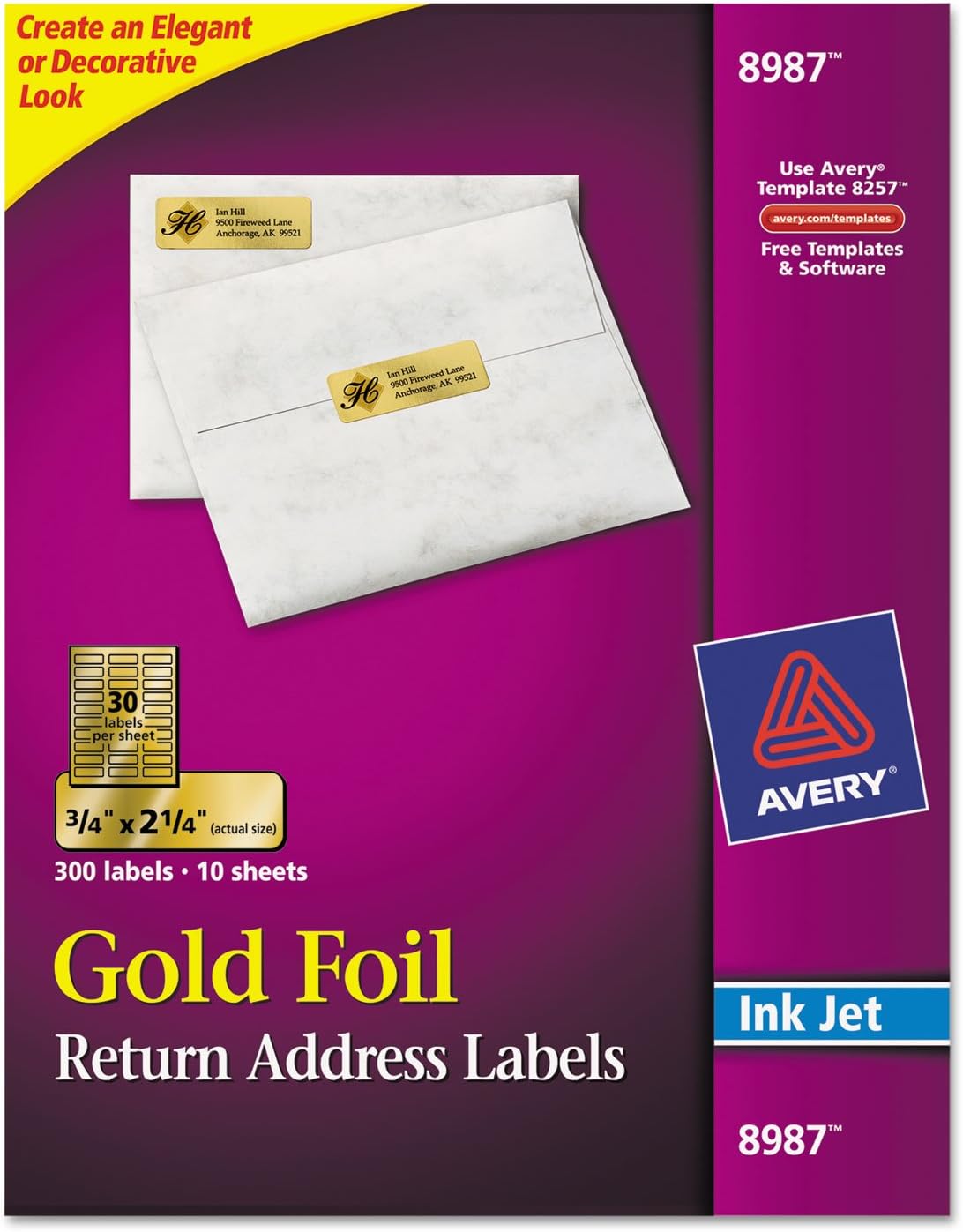 Avery 8987 Inkjet Mailing Labels, 3/4Inch x21/4Inch