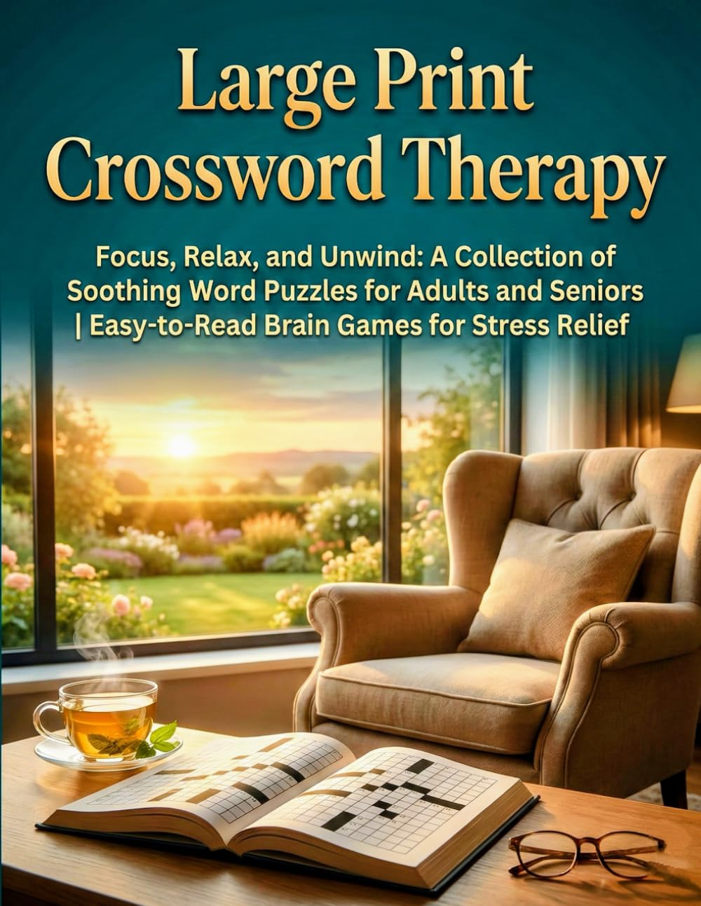 Large Print Crossword Therapy: Focus, Relax, and Unwind: A Collection of Soothing Word Puzzles for Adults and Seniors | Easy-to-Read Brain Games for Stress Relief