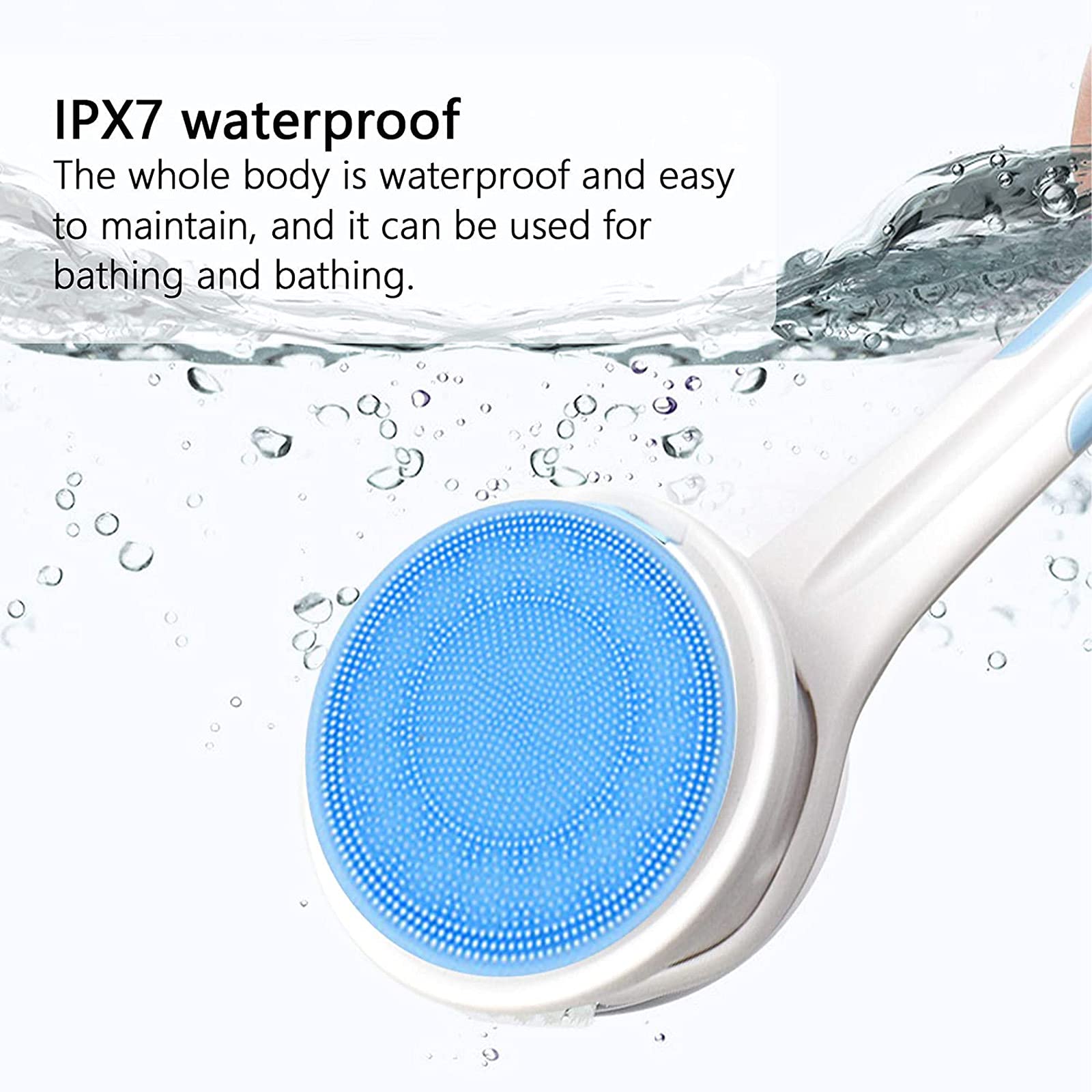 M-TOP Cepillo de Bano para la Espalda Cepillo Eléctrico para Baño Corporal con Cabeza de 5 Cepillos, Cepillo de Masaje de Ducha Automático Exfoliante Mejora la Circulación Sanguínea