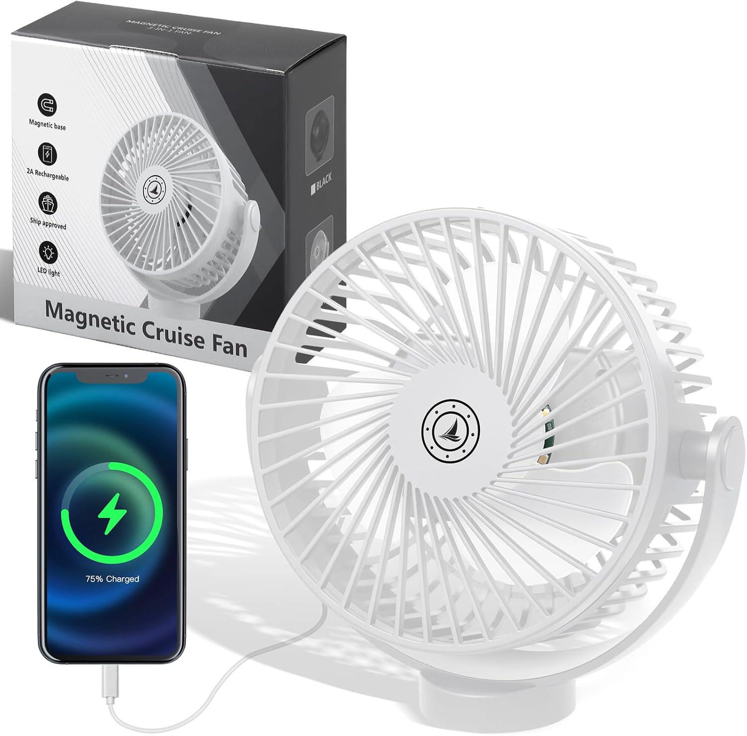 Magnetic Cruise Fan with 12000mAh Battery - Portable Cabin Air Circulator