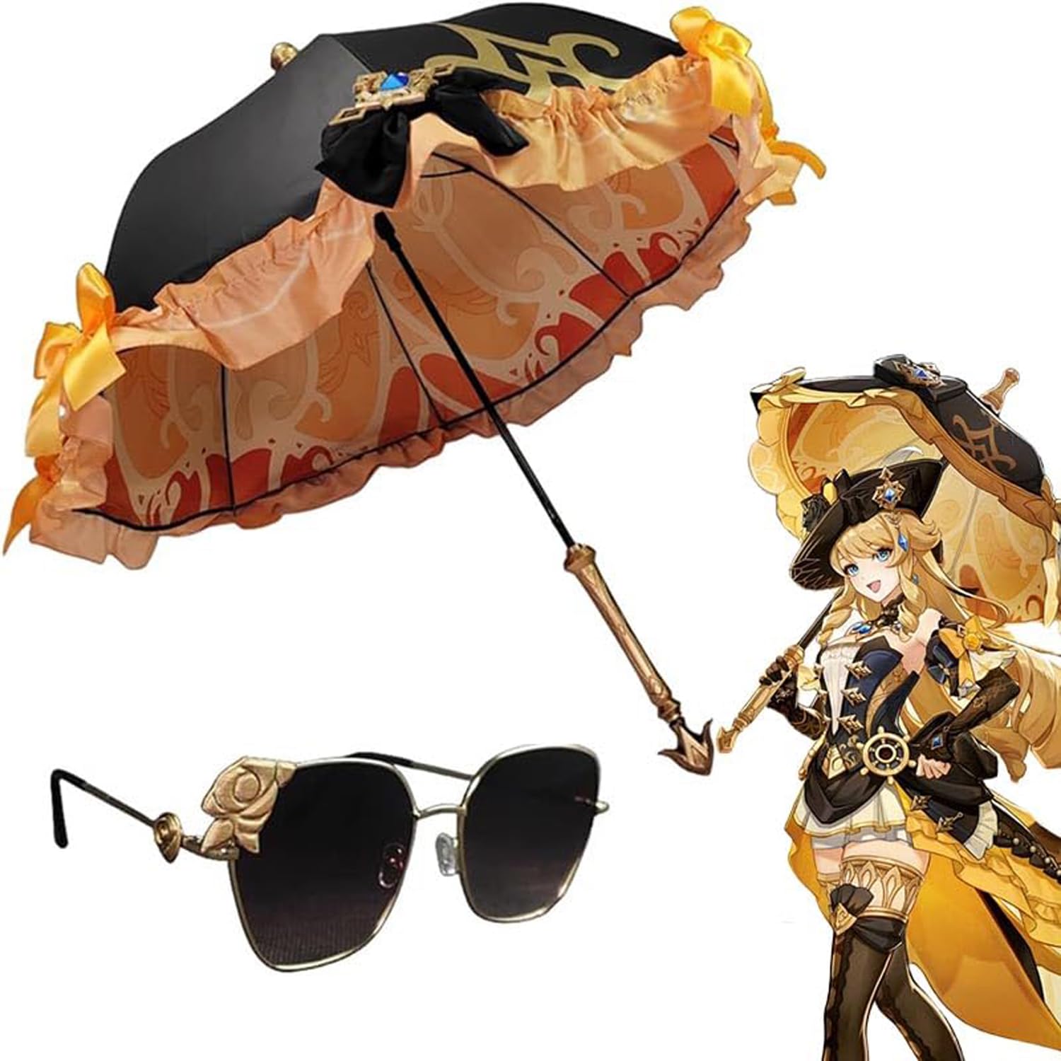 Amazon.co.jp: 原神 ナヴィア 傘 めがね コスプレ 道具 晴雨傘 武器
