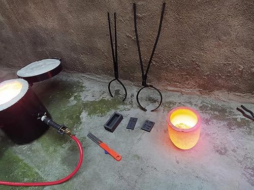 Miniatura 6 de Kit de horno de fundición de propano de 35.3 lbs35 libras, quemadores dobles, con 2 crisoles de grafito y pinzas de crisol para levantar y verter,