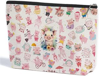 ZHAMEN Pig Gifts Pig Makeup Bag Pig Lover Gifts for Women Female Her Teen Girl Daughter Sister Animal Lovers Girlfriend BFF Best Friend Farm Animals Cosmetic Bag Mothers Nurse Day Graduation Birthday