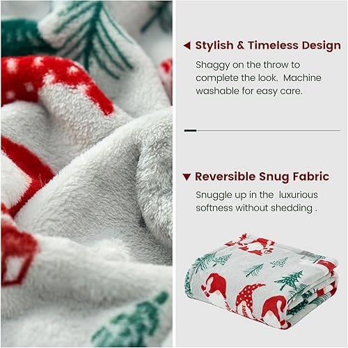Miniatura 5 de Cozy Bliss Manta de gnomo de Navidad, manta de felpa cálida, ultra suave y acogedora para sofá, sofá y cama (familia de gnomos de Navidad, 50 x 60