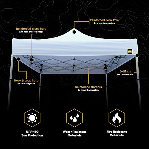 Miniatura 7 de Toldo desplegable resistente de 10 x 10 - EZ Up, marco de aluminio de grado comercial, altura del marco plegado de 42 pulgadas, UPF 50+, tienda de