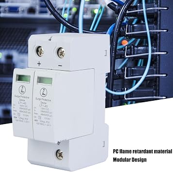 2P Surge Arrester Device, Protective Device DC Photovoltaic Protector Low-Voltage Arrester DC Protector Breaker for Home(2P40KA)