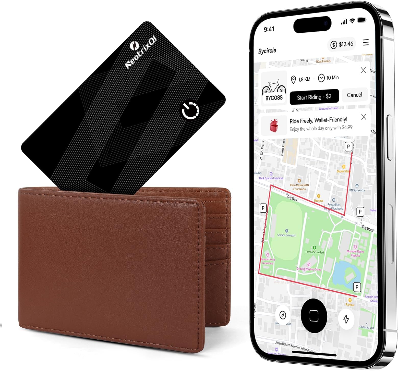 Wallet Tracker Card, Wallet-Finder, Slim Tracker Works with Find My (iOS only), Item Locator for Suitcase, ID Card, Luggage Tag, IP68 Waterproof, Black 1 Pack